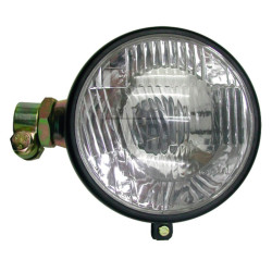 Koplamp, links.   Bevestiging 24 mm,  Buissteun,  Glasoppervlak: Ø 130 mm, met stadslicht, zonder lamp  Lamp:12V45/40WAS  .