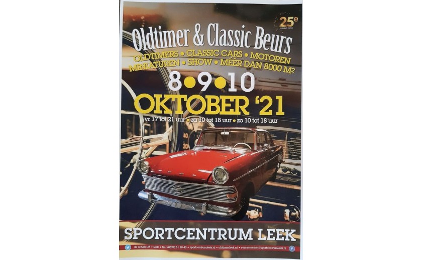 	 De 25e jubileumeditie van de Oldtimer & Classic Beurs in Sportcentrum Leek gaat door. Van vrijdag 8 t/m zondag 10 oktober 2021.